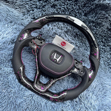 Carregar imagem no visualizador da galeria, TTD Craft 10ª geração 2018-2022 Accord / 2018-2022 Insight Sport EX LX EX-L V6 Volante de fibra de carbono forjado com flocos brancos