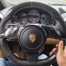 Загрузить изображение в средство просмотра галереи, TTD Craft Porsche 911 (991.1) / Boxster (987.2 981) / Cayman (981) / Cayenne (958) / Panamera (970) Carbon Fiber Steering Wheel