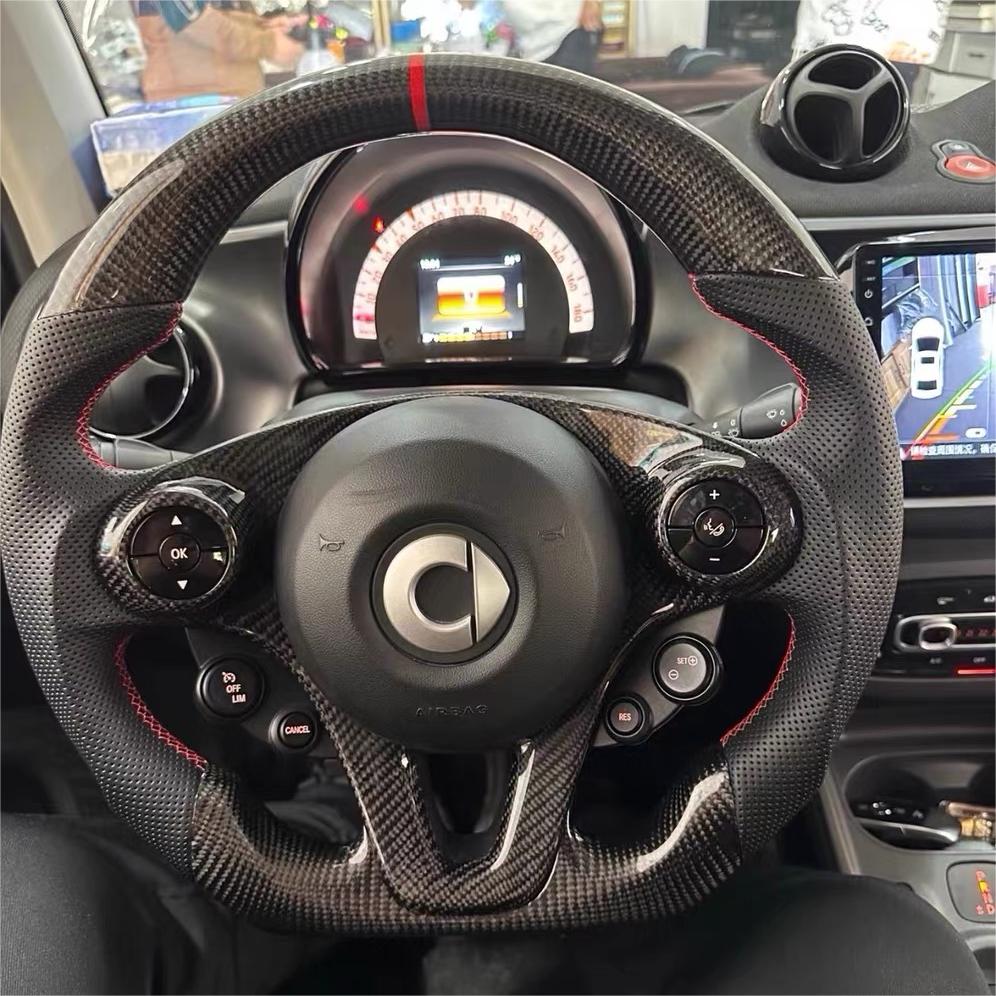 TTD Craft Smart Fortwo 453 Carbon Fiber Steering Wheel with Paddle shifter