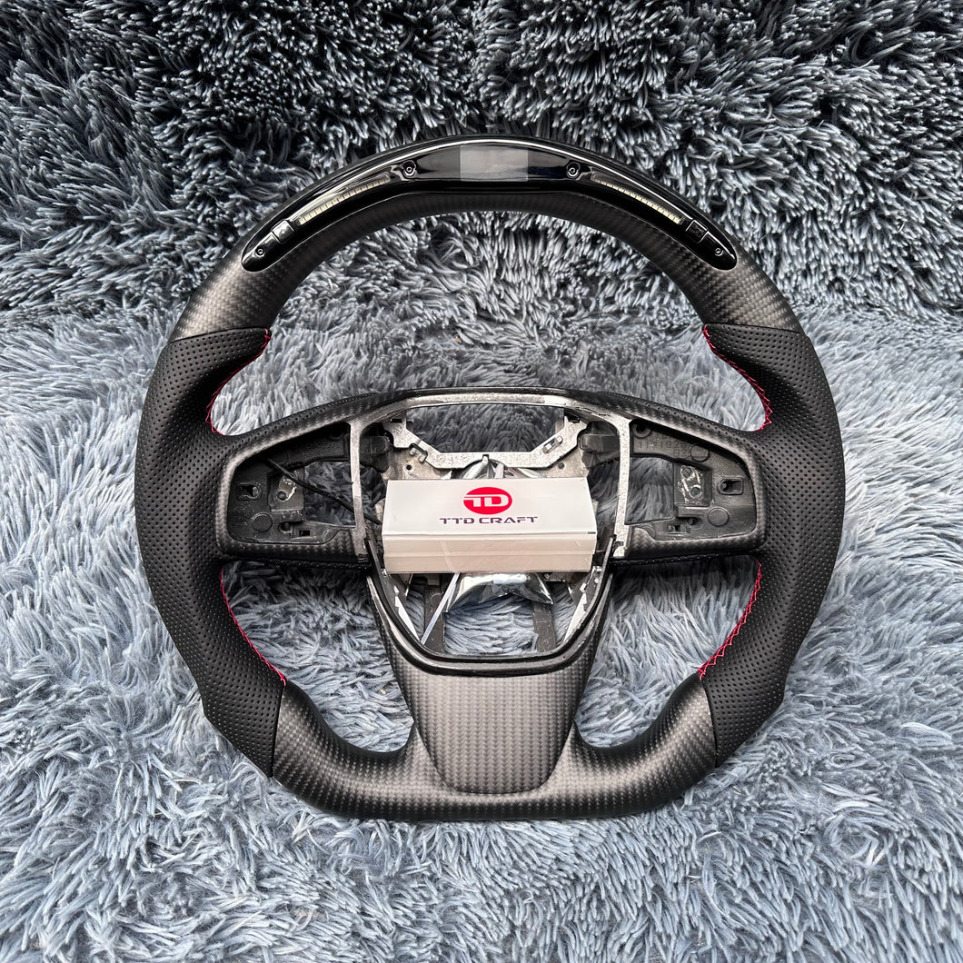 TTD Craft 10th gen Civic 2016-2021 FK8 FK7 Type R SI Carbon Fiber Steering Wheel