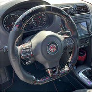 Custom LED Forged Carbon Fiber Steering Wheel for VW Golf GTI Golf R Scirocco |TTD Craft