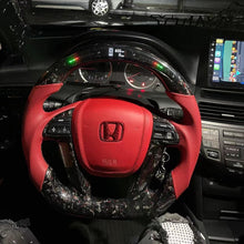 Load image into Gallery viewer, TTD Craft 8th gen Accord 2008-2012 / 2009-2015 Pilot  / 2011-2017 Odyssey  EX LX SE EX-L V6  Forged Carbon Fiber Steering Wheel + red flakes with led
