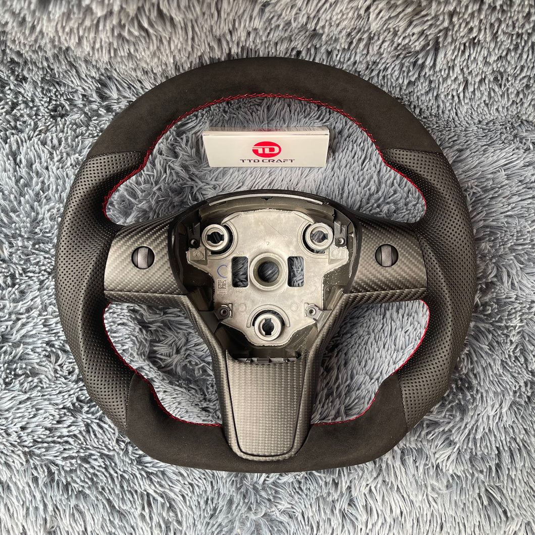TTD Craft Tesla Model 3 Y  Carbon Fiber Steering Wheel