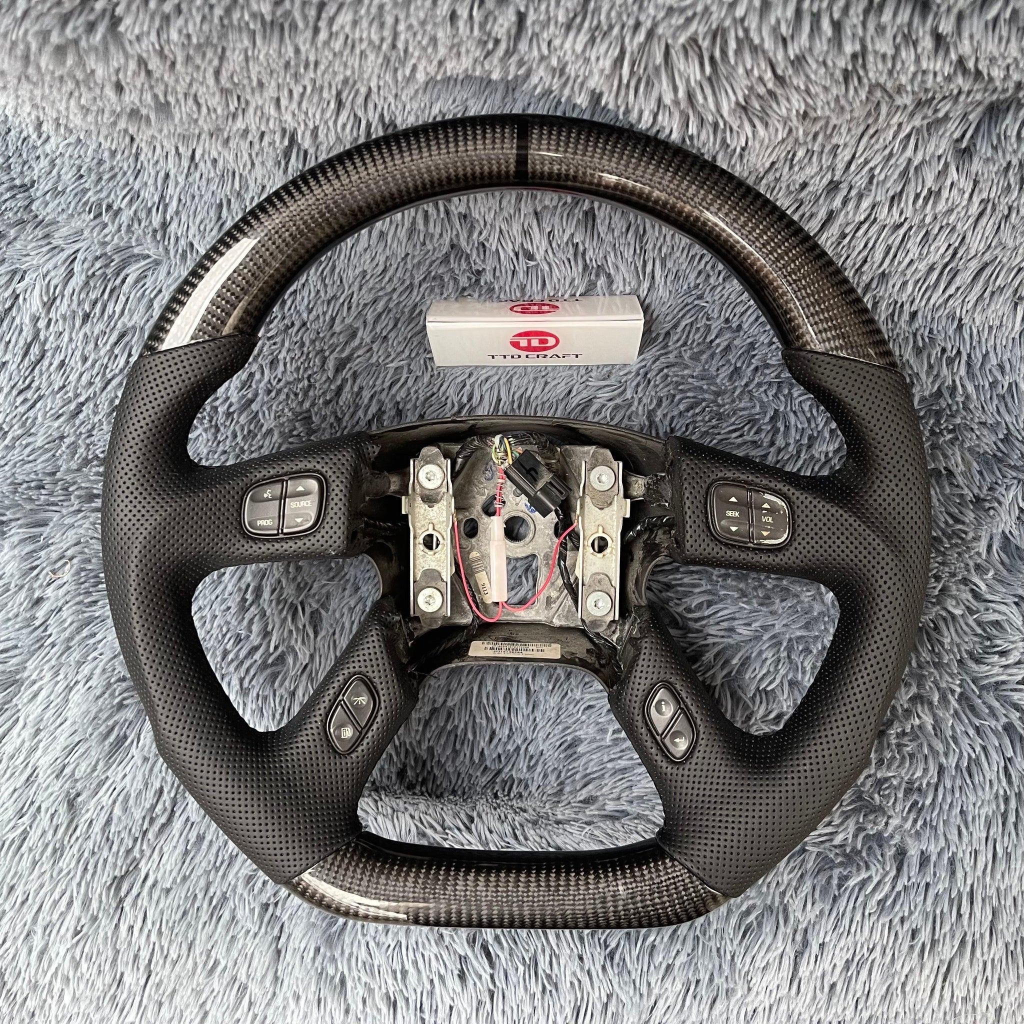 TESFEEL Heated Carbon Fiber Steering Wheel For Chevy Silverado 1500 2500 3500 (2019-2025), D-Shape Flat Bottom, Premium Nappa Leather&Hand-Stitching, Compatible With Factory Heating & Paddle Shifters - View #2