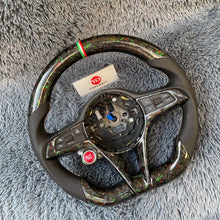 Charger l&#39;image dans la galerie, TTD Craft  Alfa Romeo 2014-2017 Giulia Stelvio Forged Carbon Fiber Steering Wheel with color flakes
