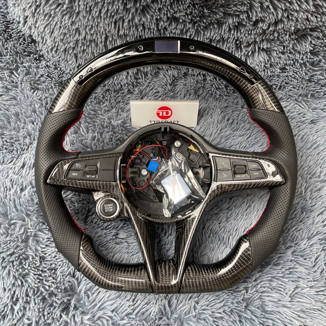 TTD Craft Alfa Romeo 2014-2017 Giulia Stelvio Volante em fibra de carbono com led